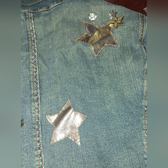 Vintage Upcycled Denim Blazer Stars Soze XL - Picture 4 of 8